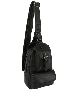 Buckle Pocket Sling Bag Backpack CQ003 BLACK